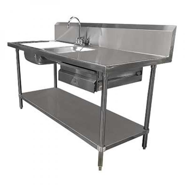 Advance Tabco Dl 30 72 72 Prep Table Sink Unit W 2 Sinks Stainless Steel Drawer Undershelf