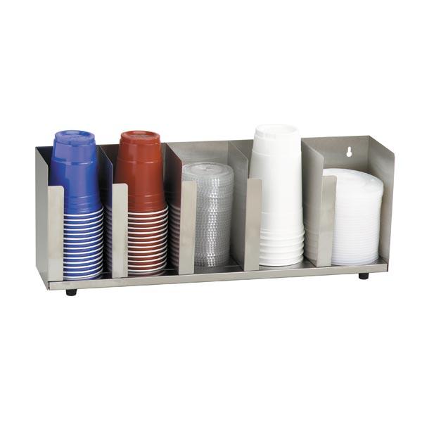 CTLD-22 Dispense-Rite Cup and Lid Organizer  Five Section Stainless Steel 