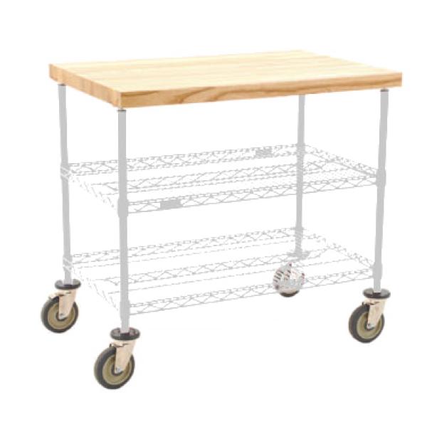Maple Top Demo Cart 3 Tier 60 W X 24, Butcher Block Top For Wire Shelving