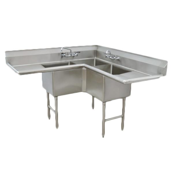 Advance Tabco Fc K6 18d 3 Compartment Corner Sink L Shaped W 18 Right Left Drainboards