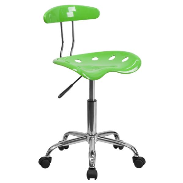 Vibrant Apple Green and Chrome Swivel Task Office Chair w/ Tractor Seat