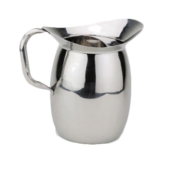 96 oz Smooth Stainless Steel Bell Shape Beverage Water Pitcher with Ice Guard 