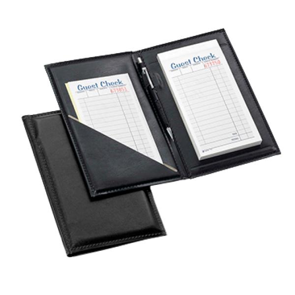 Guest Check Presenter PU Leather Folding Guest Check Card Holder with Thank You Imprint for Restaurants Bar-5.5x10 Black 2 Pack 