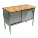 John Boos Flat Wood Top Work Tables With Cabinet Base image