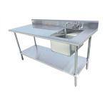 Serv-Ware Stainless Steel Work Table Prep Sinks image